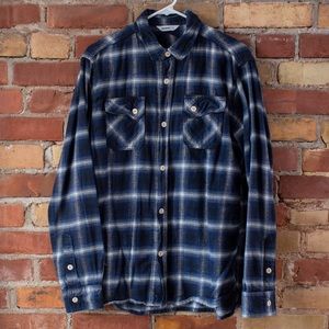3Sixteen Crosscut Flannel in Navy Ombre Check